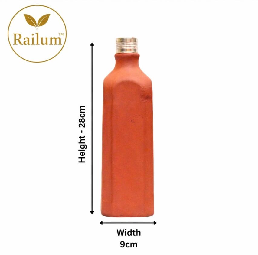 Railum Natural Clay Water Bottle, Without bag [1 litre]