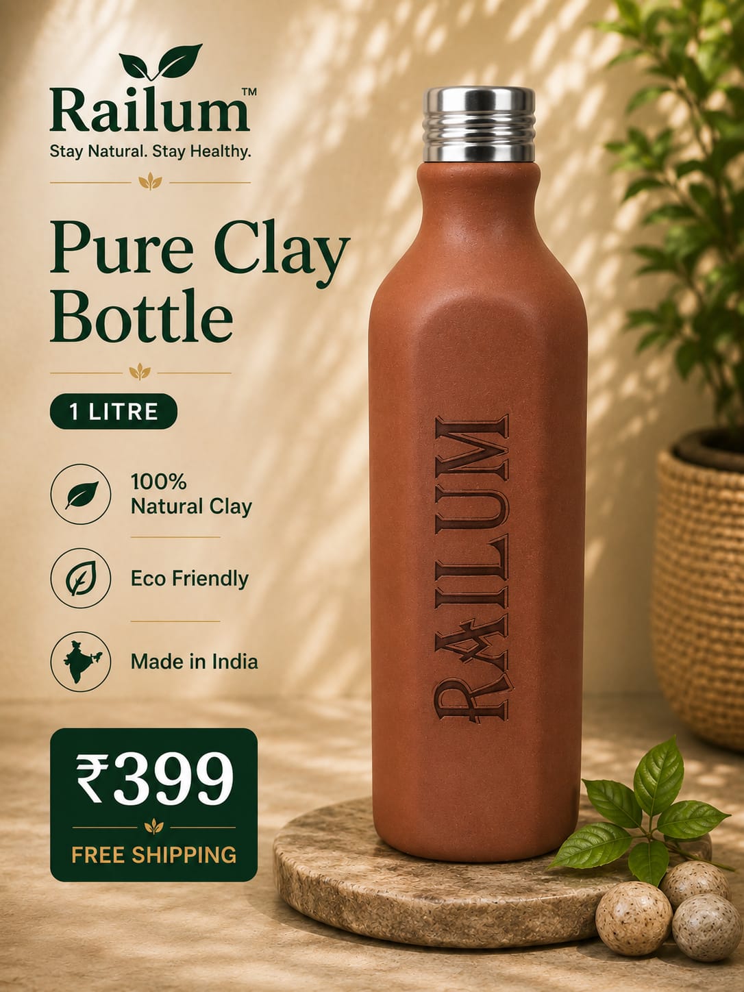 Pure Clay Bottle [1 litre]