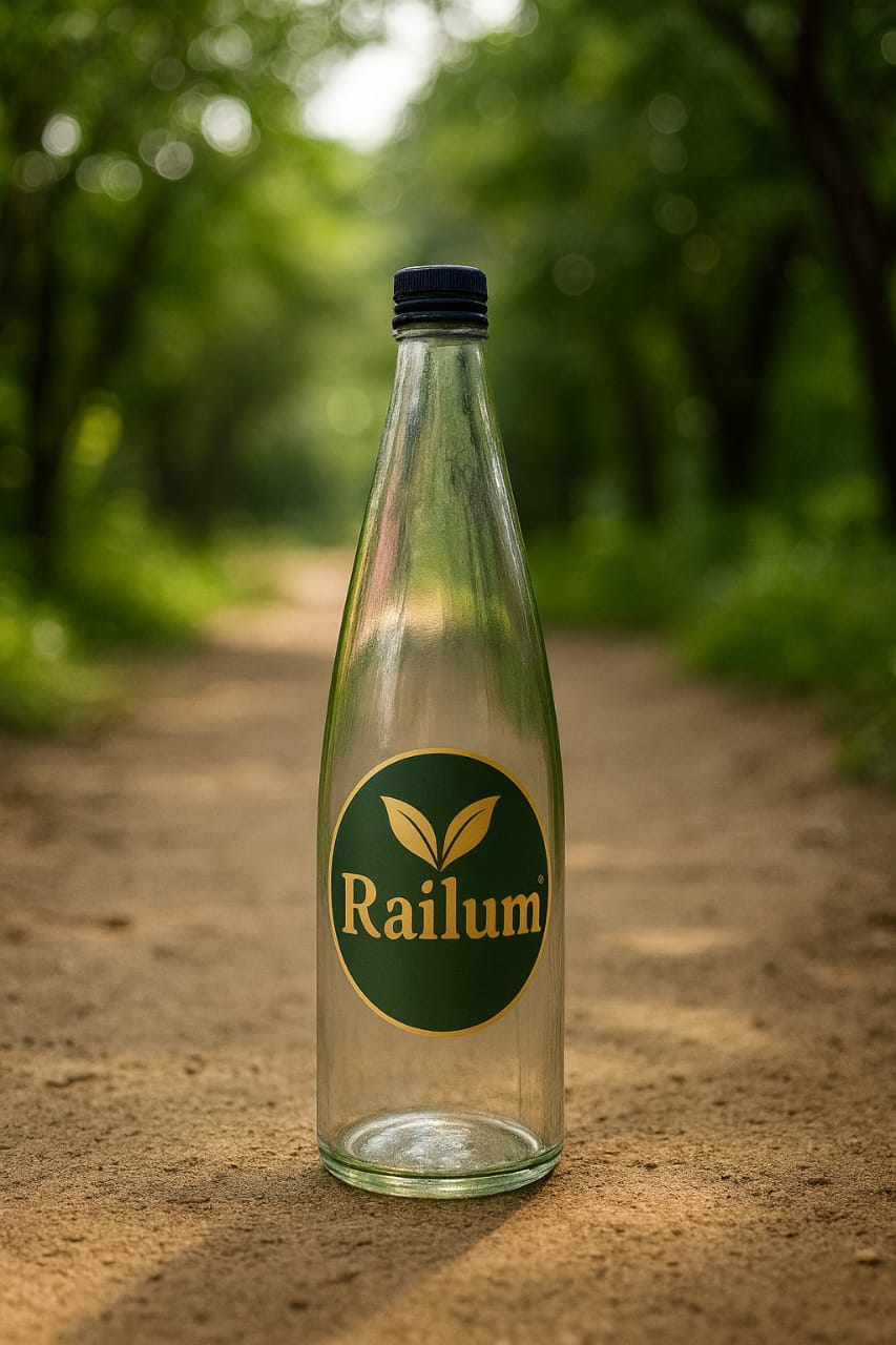 Railum Reusable Glass Water Bottle, Without bag [1 Litre]