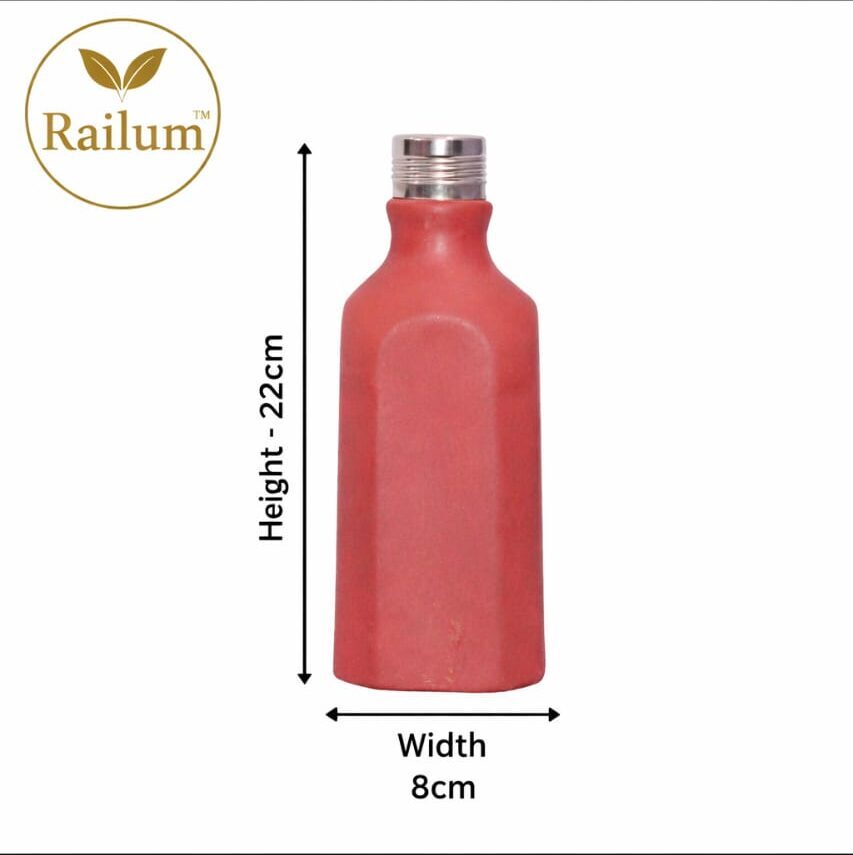 Railum Natural Clay Water Bottle, Without bag [500 ml]