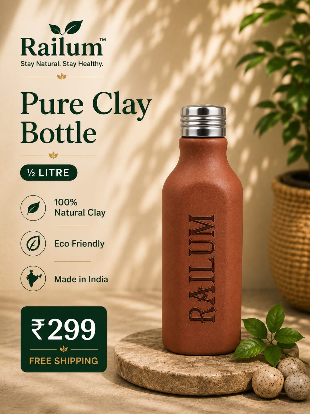 Pure Clay Bottle [500 ml]
