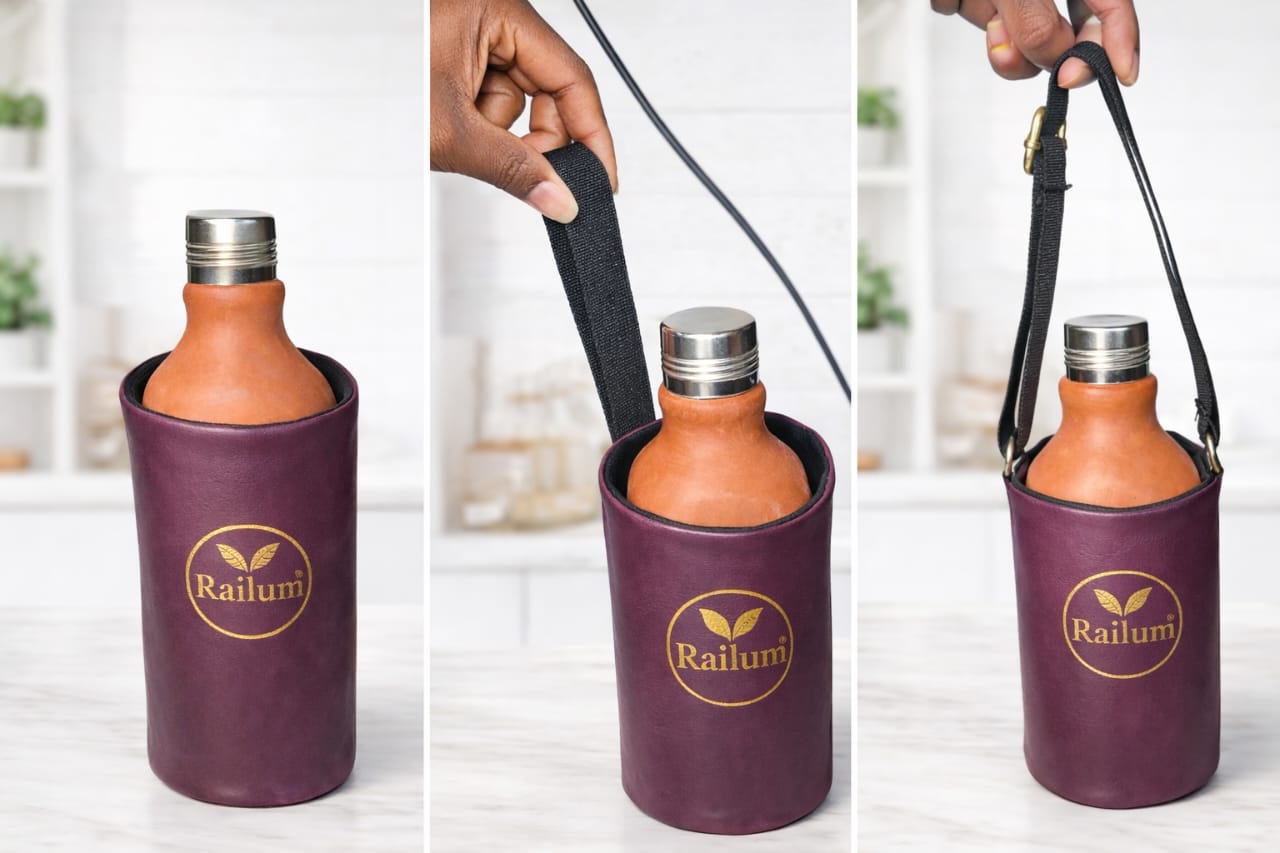 Half litre Clay Water Bottle, With bag [500 ml]