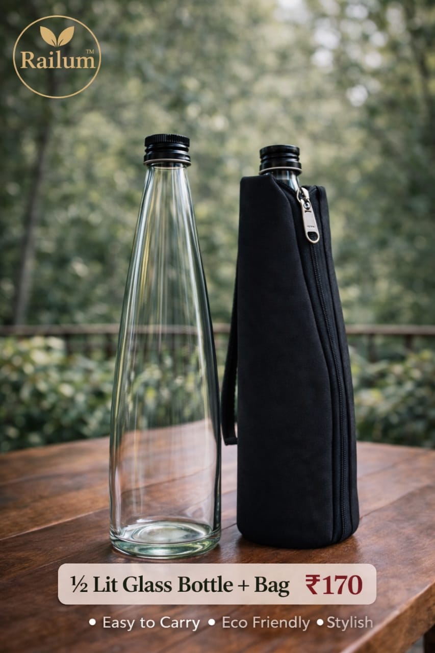 Half litre Glass Water bottle, With bag [500 ml]