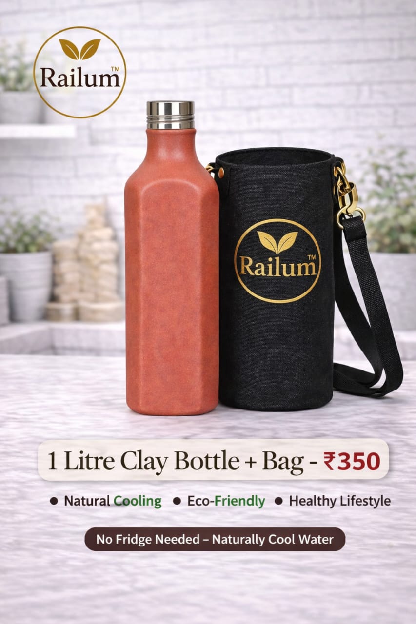 One litre Clay Water Bottle, With bag [1000 ml]
